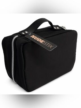 NUDESTIX NWT Hanging Cosmetic & Travel Organizer Bag Black Tan Interior - NWT